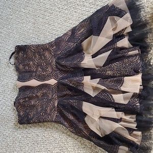 BCBG Strapless Scallop Lace Tulle Dress “Norelle”
